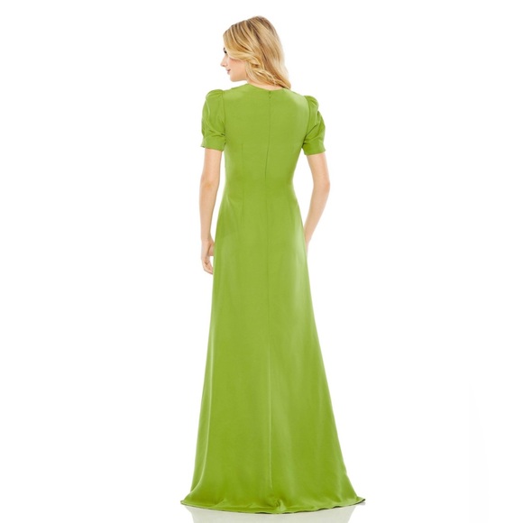 MAC DUGGAL PUFF SLEEVE EMBELLISHED CUTOUT EVENING GOWN 2630 Apple Green Size 6 - Picture 3 of 11